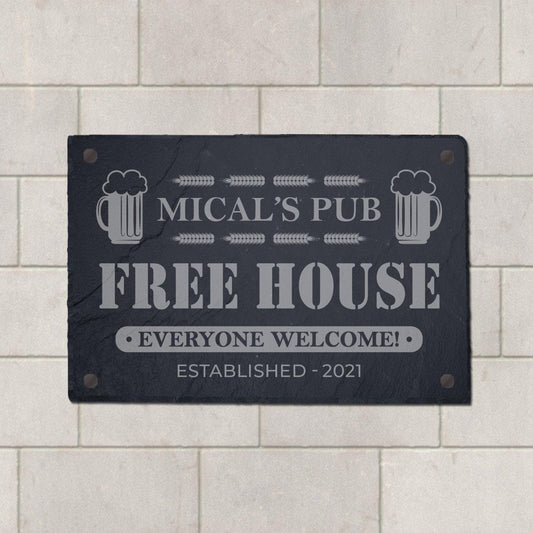 Personalised House Plaque Home Street Name Wall Slate Sign Laser Engraved Stone