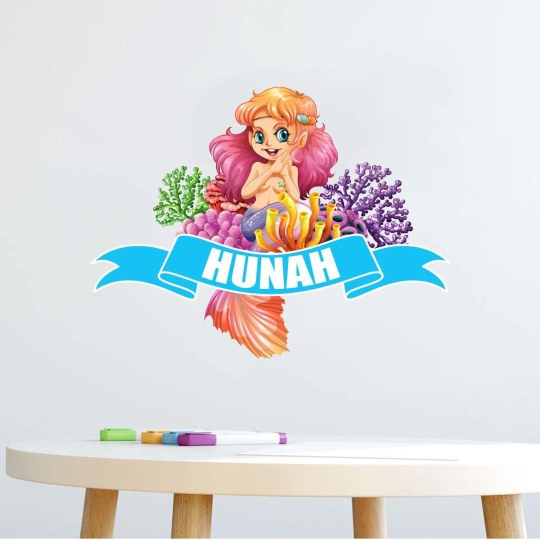 Personalised Sea Fish Girl Wall Sticker Name Vinyl Decal Kids Nursery Bedroom