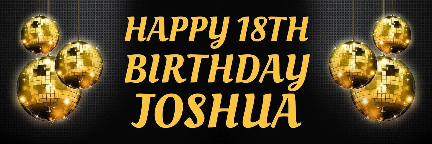 2 Personalised Disco Ball Birthday Party Celebration Banners Decoration Posters