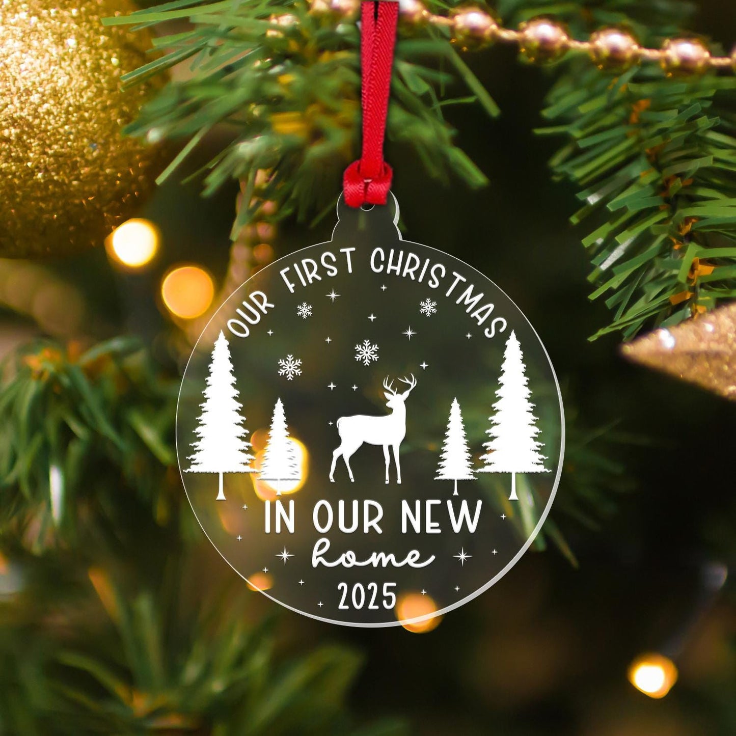 Personalised First Christmas New Home Bauble: Couple Keepsake Ornament
