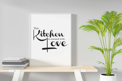 Kitchen Seasoned With Love Breakfast Lunch Dinner Cooking Eat Poster Print Wall