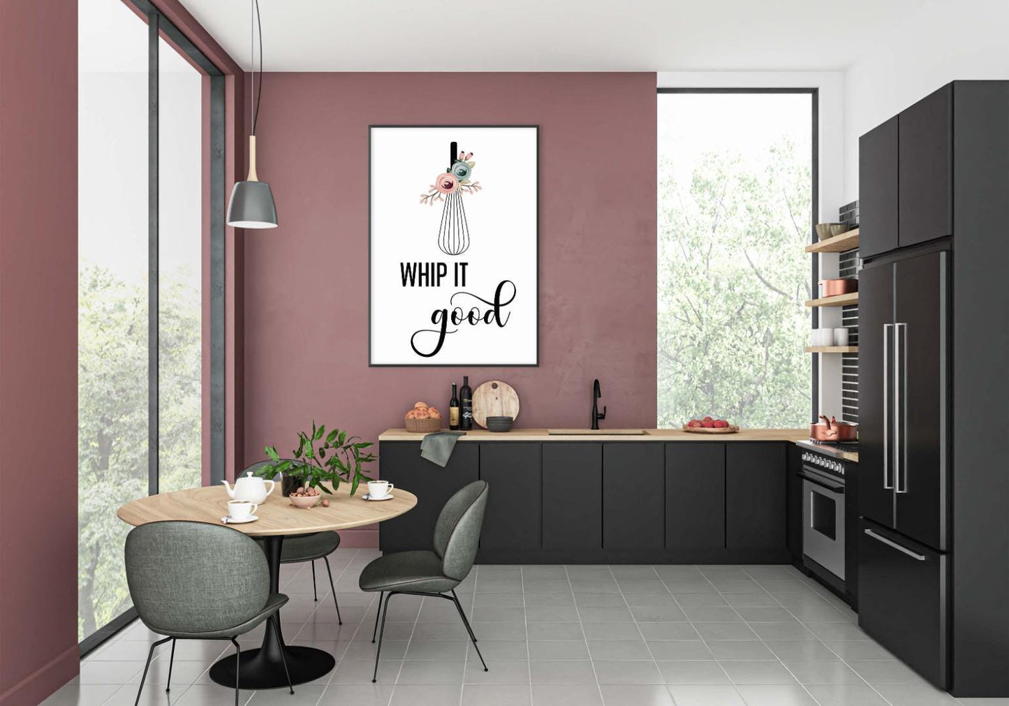 Whip It Good Kitchen Minimalist Portrait Wall Art Home Dining Decor Print Poster