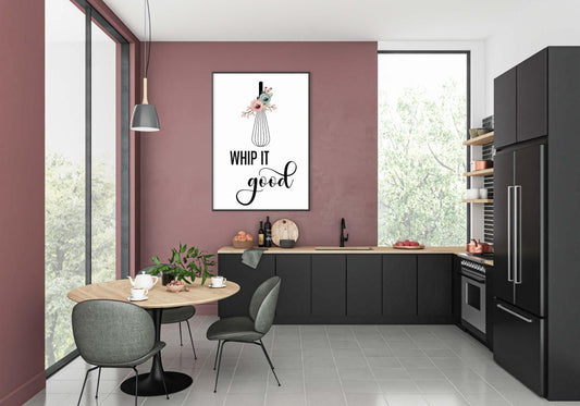 Whip It Good Kitchen Minimalist Portrait Wall Art Home Dining Decor Print Poster