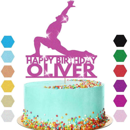 Yoga Cake Topper Personalised Man Adult Birthday Cake Decoration Any Name & Age