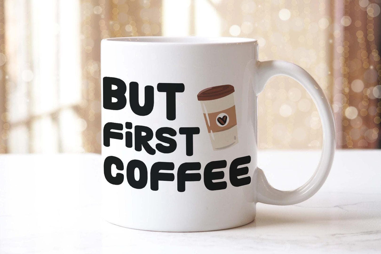 But First Coffee Mug & Coaster Gift Set Novelty Funny Office Mug Tea Coffee Cup Gift