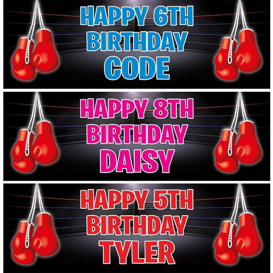 Personalised Boxing Birthday Banner: Sports Party Decoration (Set of 2)