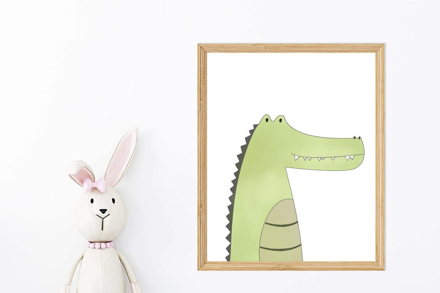 Alligator Kids Bedroom Watercolour Hand Painted Effect Nursery Wall Art Poster