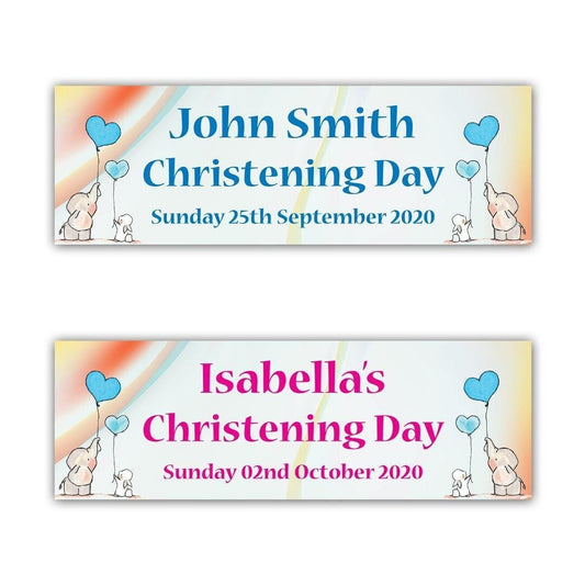 2 Personalised Elephant Christening Party Celebration Banners Decoration Posters