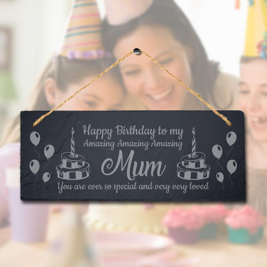 Engraved Slate Mum Plaque - Happy Birthday, Mother's Day Gift
