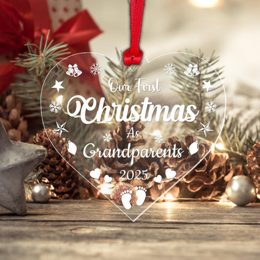 Personalised Grandparents First Christmas Bauble: Acrylic Keepsake Gift