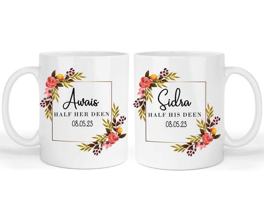 Personalised Islamic Wedding Mug Set: Couple Gift