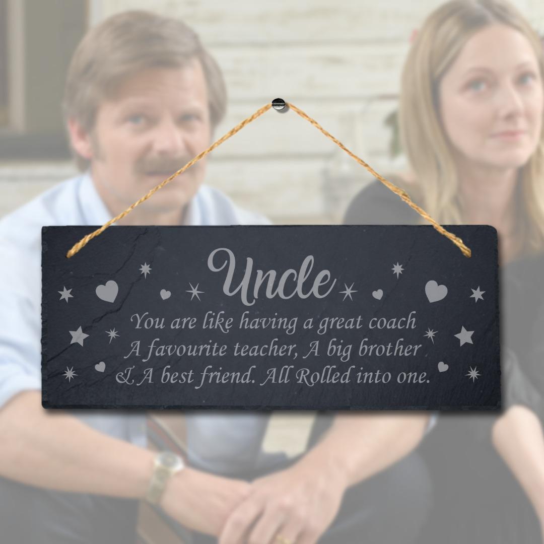 Hanging Slate Uncle Having Great Coach Engraved Plaque Fathers Day Gift Sign