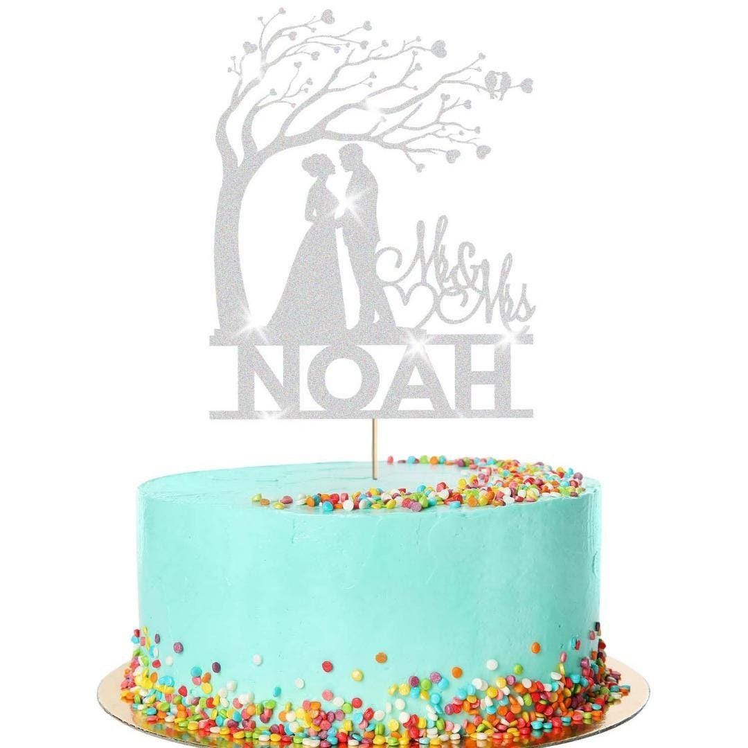 Personalised Wedding Cake Topper Mr & Mrs Anniversary Love Birds Cake Decoration