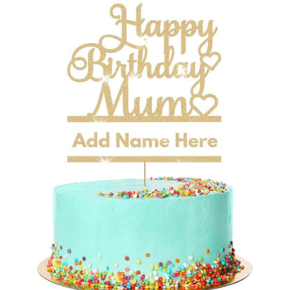 Personalised Glitter Happy Birthday Mum Cake Topper
