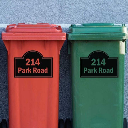 Personalised Wheelie Bin Sticker: Arch House Number, Waterproof Vinyl