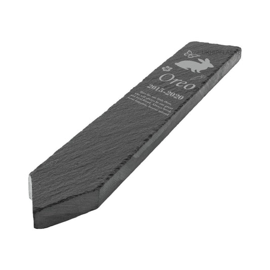 Personalised Rabbit Memorial Slate Garden Marker Plant Label: Engraved Name Dates & Years
