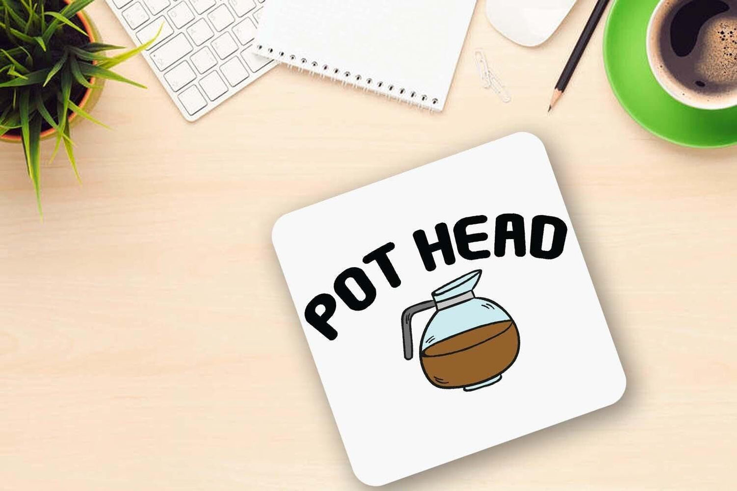 Pot Head Coffee Mug & Coaster Set: Funny Office Gift