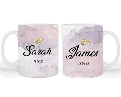 Personalised Couple Coffee Mug Set Wedding Day Gift For Couples Anniversary Mug With Customdatename