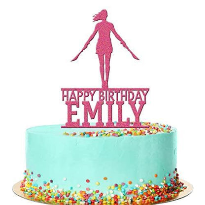 Personalised Acrylic Warrior Double Swords Girls Birthday Cake Topper Decoration