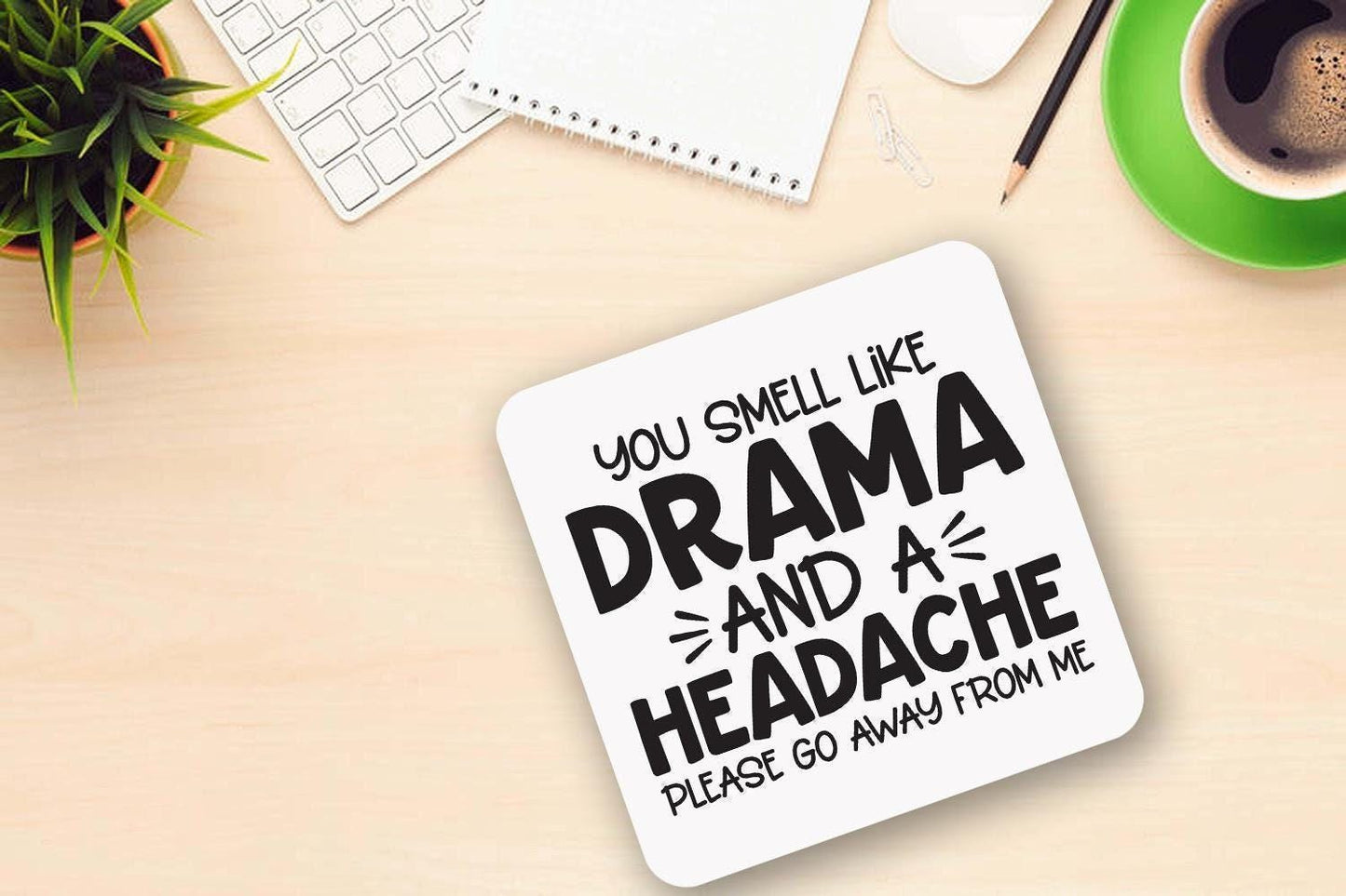 You Smell Like Drama Mug Coaster Gift Set Teacher Tea Cup Office Workspace Funny Receptionist Helpdesk Coffee Mug Set