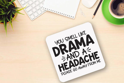 You Smell Like Drama Mug Coaster Gift Set Teacher Tea Cup Office Workspace Funny Receptionist Helpdesk Coffee Mug Set