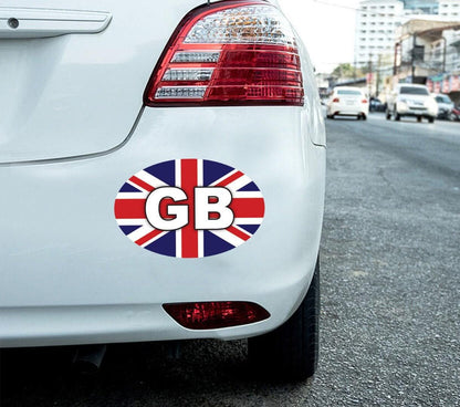 2 X Gb Car Union Jack Flag Oval Car, Van, Lorry Self-adhesive Vinyl Stickers