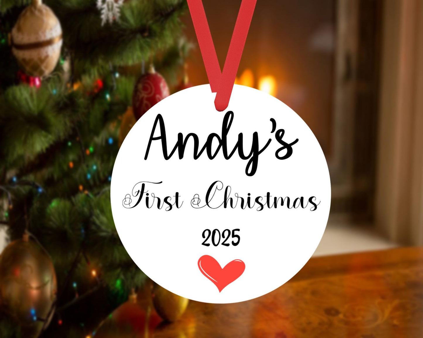 Personalised Name Baby First Christmas Bauble Xmas Santa Ceramic Ornament Gift