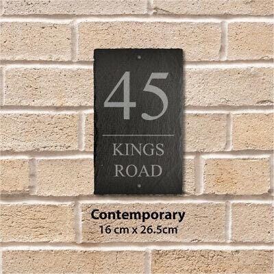 Personalised Rectangle Slate Plaque Door Number House Name Contemporary Style