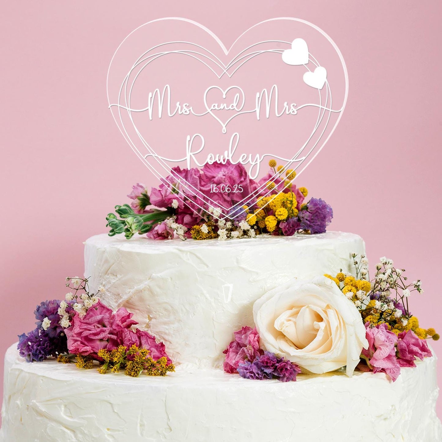 Personalised Wedding Cake Topper Mr & Mr Mrs And Mrs Gay Lgbt Heart Decoration