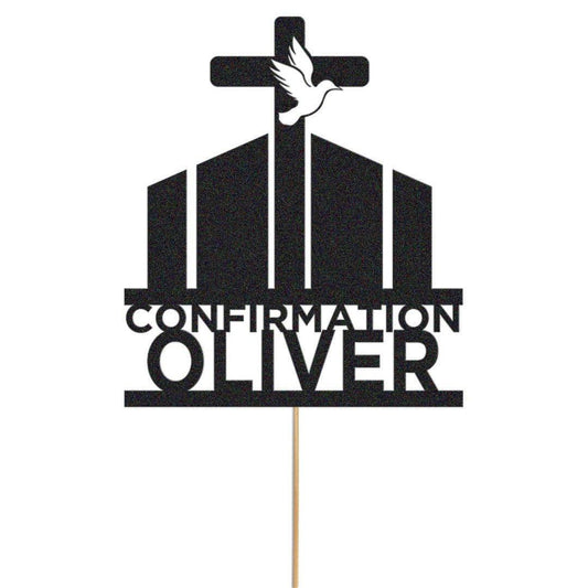 Personalised Glitter Confirmation Cake Topper: Christian Cross Decor