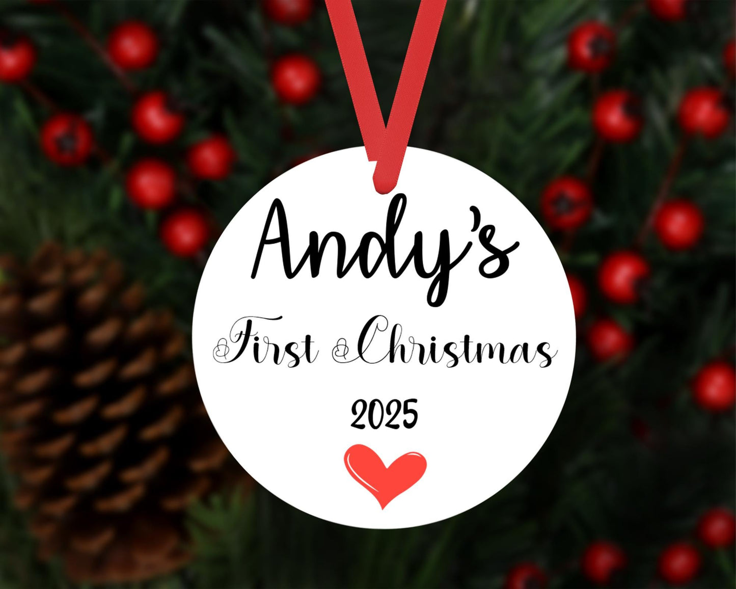 Personalised Name Baby First Christmas Bauble Xmas Santa Ceramic Ornament Gift