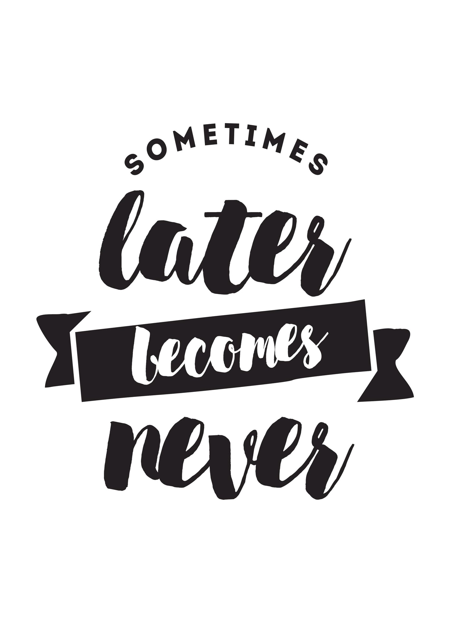 Sometimes Later Becomes Never Inspirational Picture Poster Print Wall