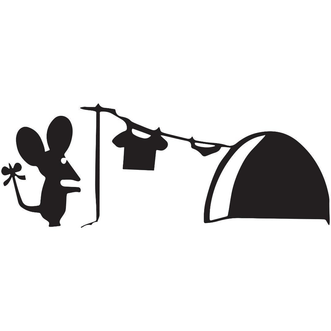 Mouse Washing Line Home Mice Skirting Board Wall Art Sticker Decal