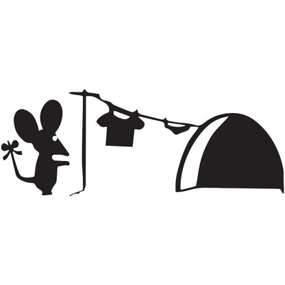 Mouse Washing Line Home Mice Skirting Board Wall Art Sticker Decal