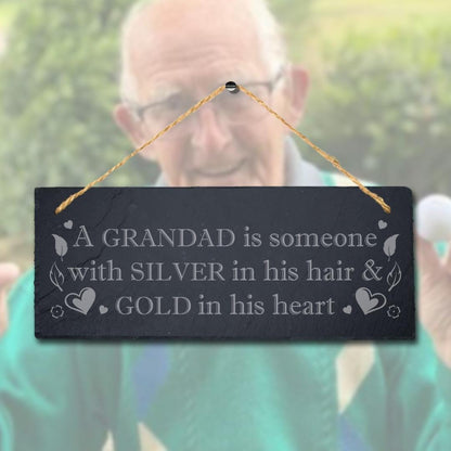Grandad Is Someone Hanging Slate Engraved Plaque Dad Daddy Fathers Day Gift Sign