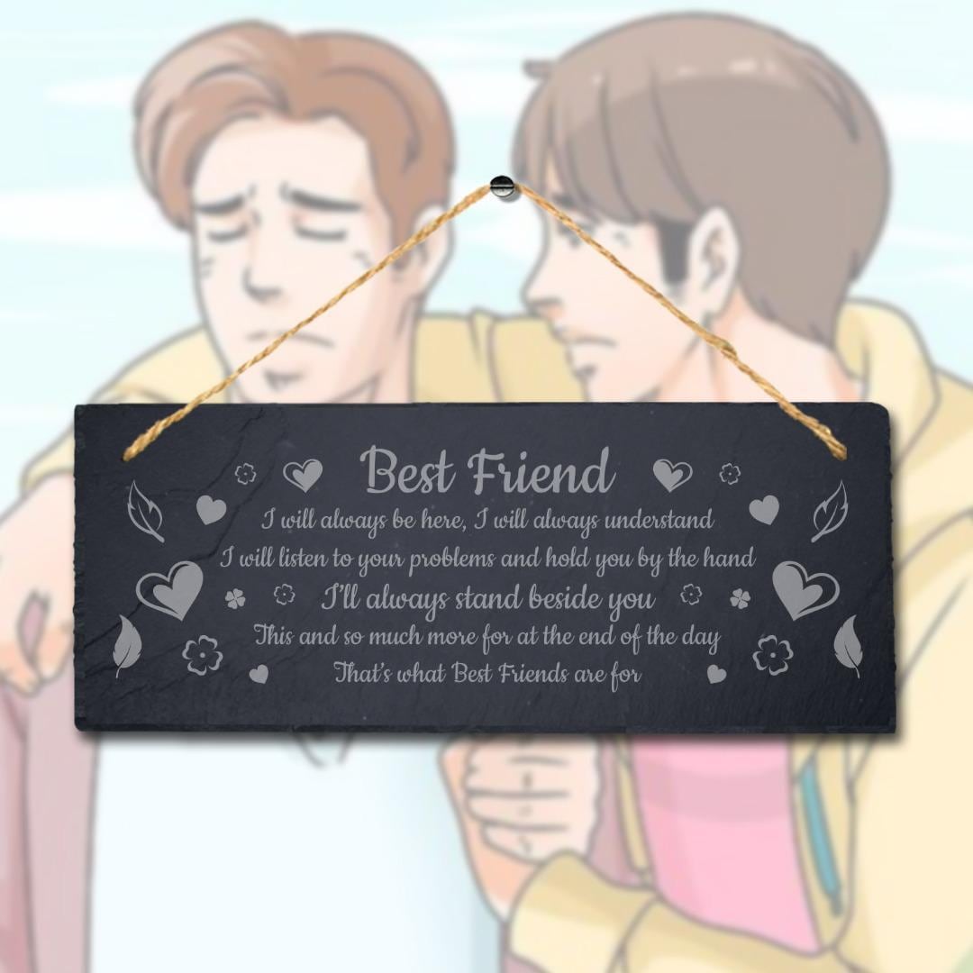 Best Friends Laser Engraved Hanging Slate Art Friendship Sentimental Plaque Sign