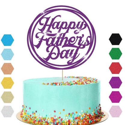 Happy Fathers Day Cake Topper: Dad Daddy Party Glitter Cake Decoration