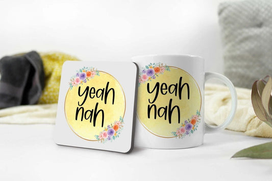 Yeah Nah Novelty Mug And Coaster Gift Set Birthday Christmas Coffee Cup Gifts