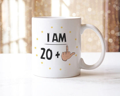 Funny 21st Birthday Mug & Coaster Set: Rude Middle Finger Design