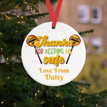 Personalised Lollypop Lady Christmas Ceramic Bauble Gift  Thanks Keeping Me Safe Tree Hanging Decoration