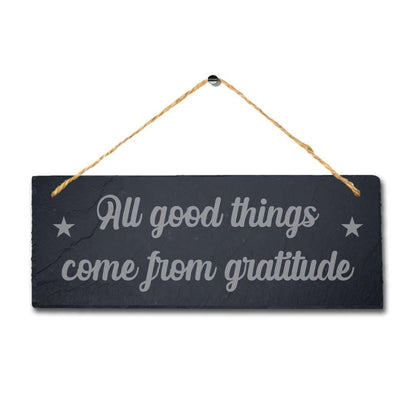 Gratitude Hanging Slate Sign Laser Engraved Plaque Kindness Thankful Home Gift