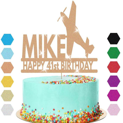 Personalised Aeroplane Birthday Cake Topper Airplane Decoration Any Name Age