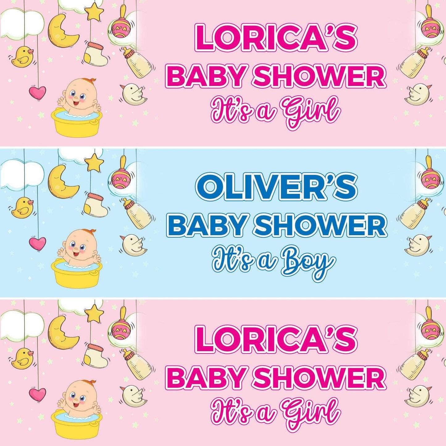 2 Personalised Baby Shower Banners Blessing Party Celebration Decoration Posters For Mum to Be