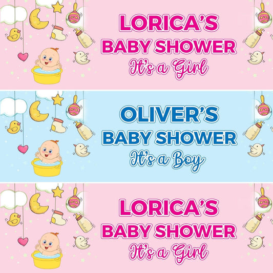 2 Personalised Baby Shower Banners Blessing Party Celebration Decoration Posters For Mum to Be