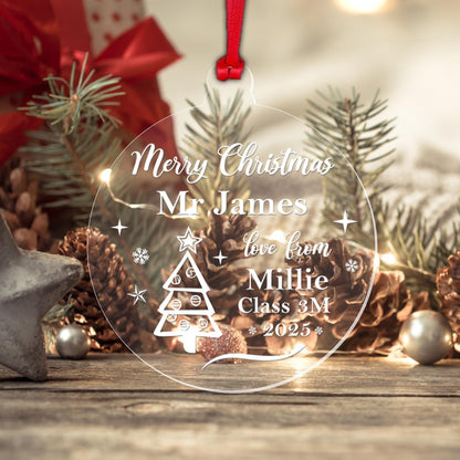 Personalised Christmas Bauble Teacher Teaching Assistant Nursery Name Xmas Gift