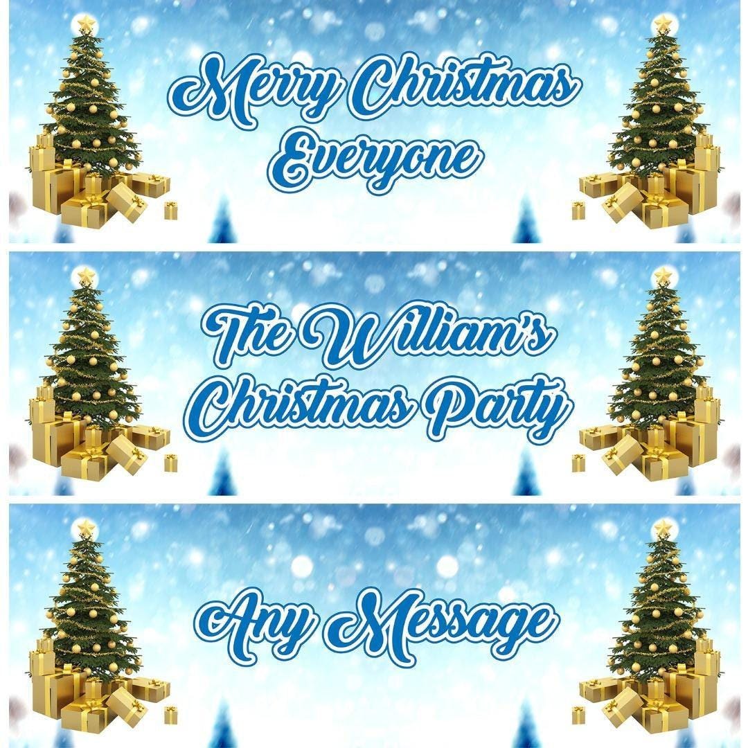 2 Personalised Christmas Tree Party Celebration Banners Decoration Posters