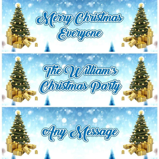 2 Personalised Christmas Tree Party Celebration Banners Decoration Posters