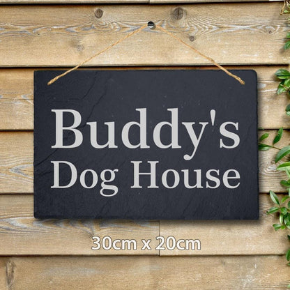 Personalised Pet Name Slate Sign Kennel Dog House Shed Door Engraved Plaque Gift