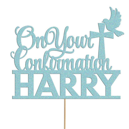 Personalised Glitter Dove Cake Topper: Confirmation, Birthday