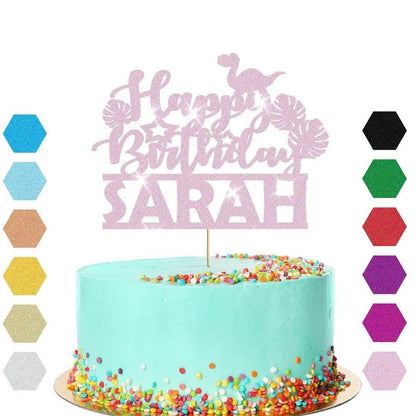Custom Dinosaur Glitter Cake Topper Jurassic Dino Birthday Party Cake Decoration